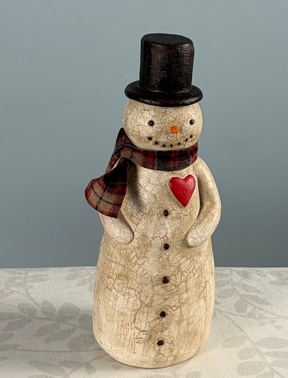 DEMDACO Cozy Snowman Figure Primitive Farmhouse Rustic Christmas Decor 11.25"